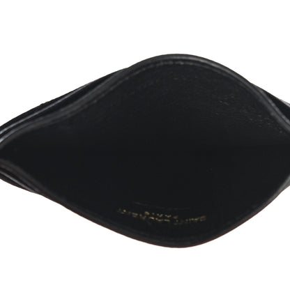 Saint Laurent Grain De Poudre Matelasse Chevron Monogram Credit Card Case Black 5 of 12