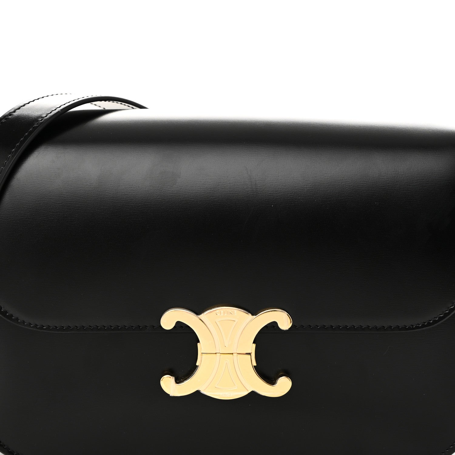 Celine Shiny Calfskin Medium Triomphe Black 8 of 10
