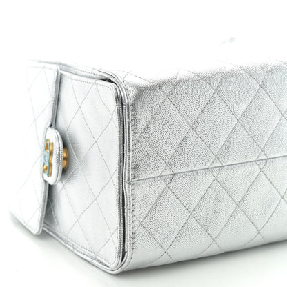 Chanel Metallic Caviar Quilted Small Chanel 25 Handbag Silver 9 of 10
