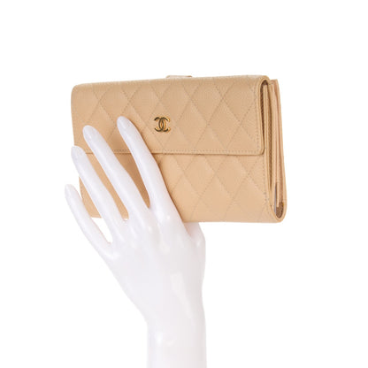 Chanel Caviar Quilted Long Flap Wallet Beige 2 of 8