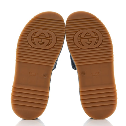 Gucci New Denim GG Monogram Angelina Platform 55mm Slide Sandals 37.5 Blue Tea 5 of 9