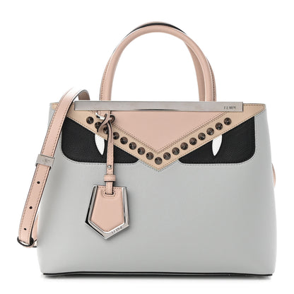 Fendi Vitello Cruise Monster Studded Petite 2Jours Tote Grigio Perla Amido Multicolor 1 of 8