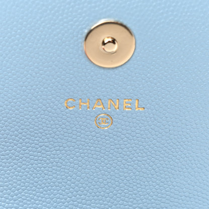 Chanel Caviar Quilted Crystal CC Airpods Pro and Phone Case With Chain Light Blue 6 of 11