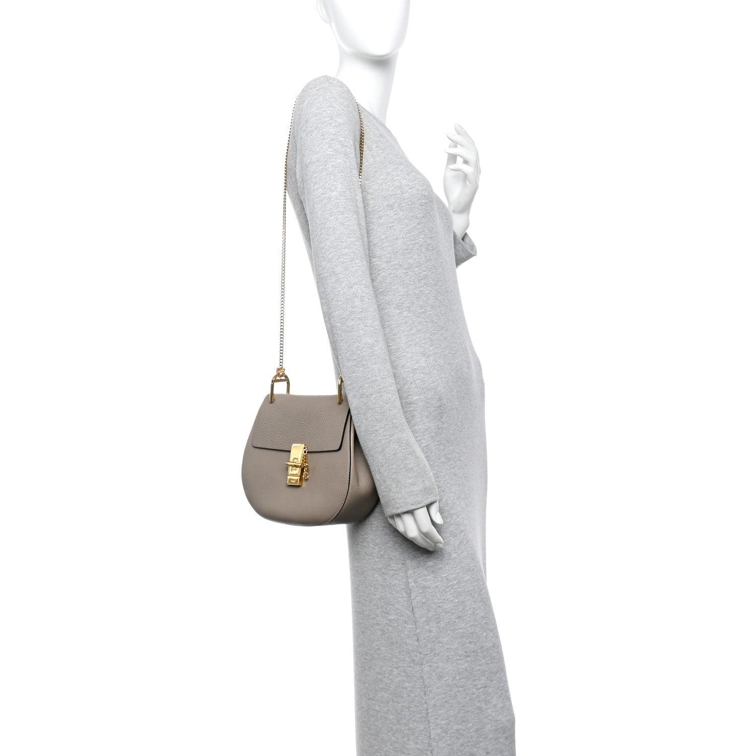 Chloe Grained Lambskin Drew Shoulder Bag Motty Grey 2 of 13