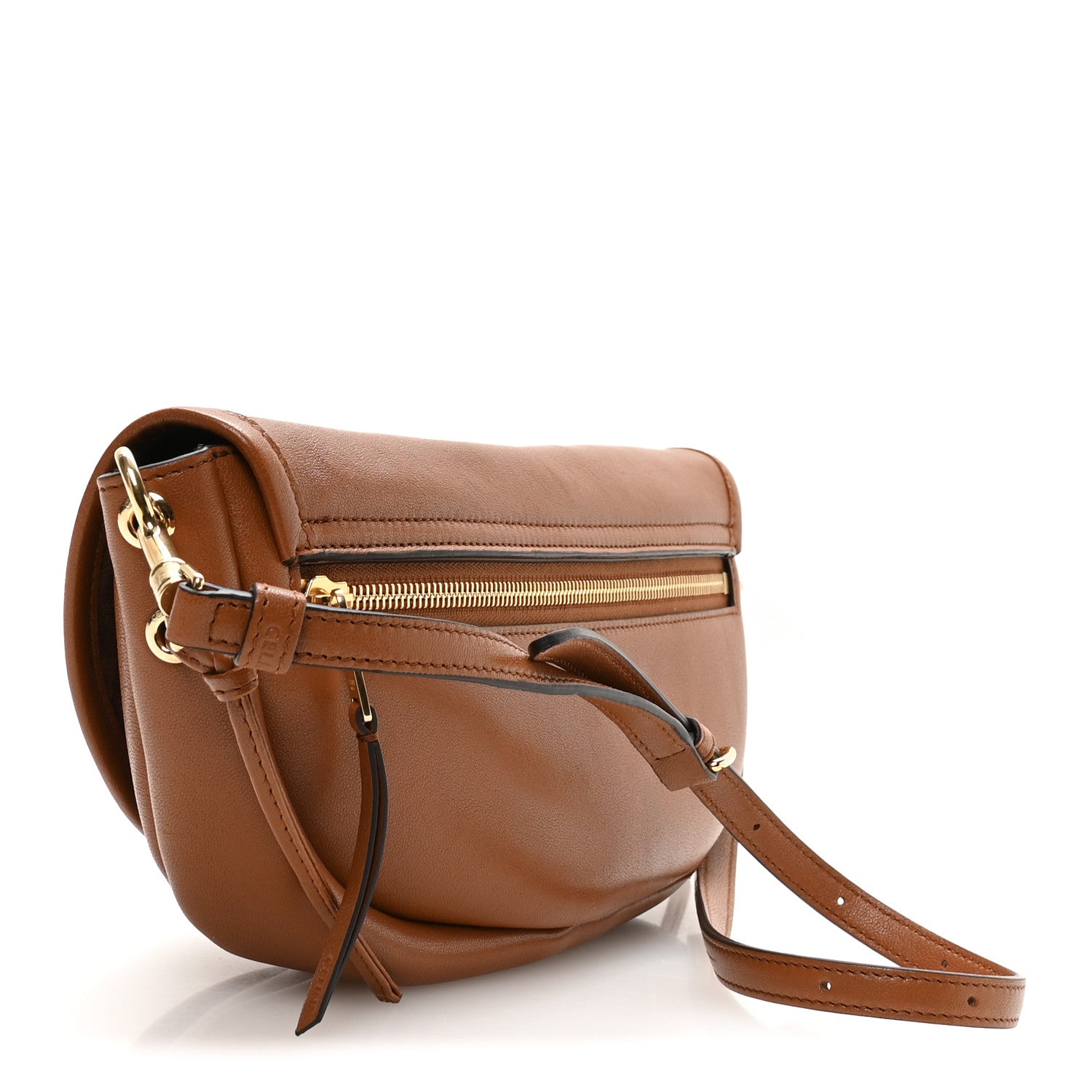 Celine Shiny Lambskin Soft Triomphe Little Half Moon Bag Soft Tan 3 of 11