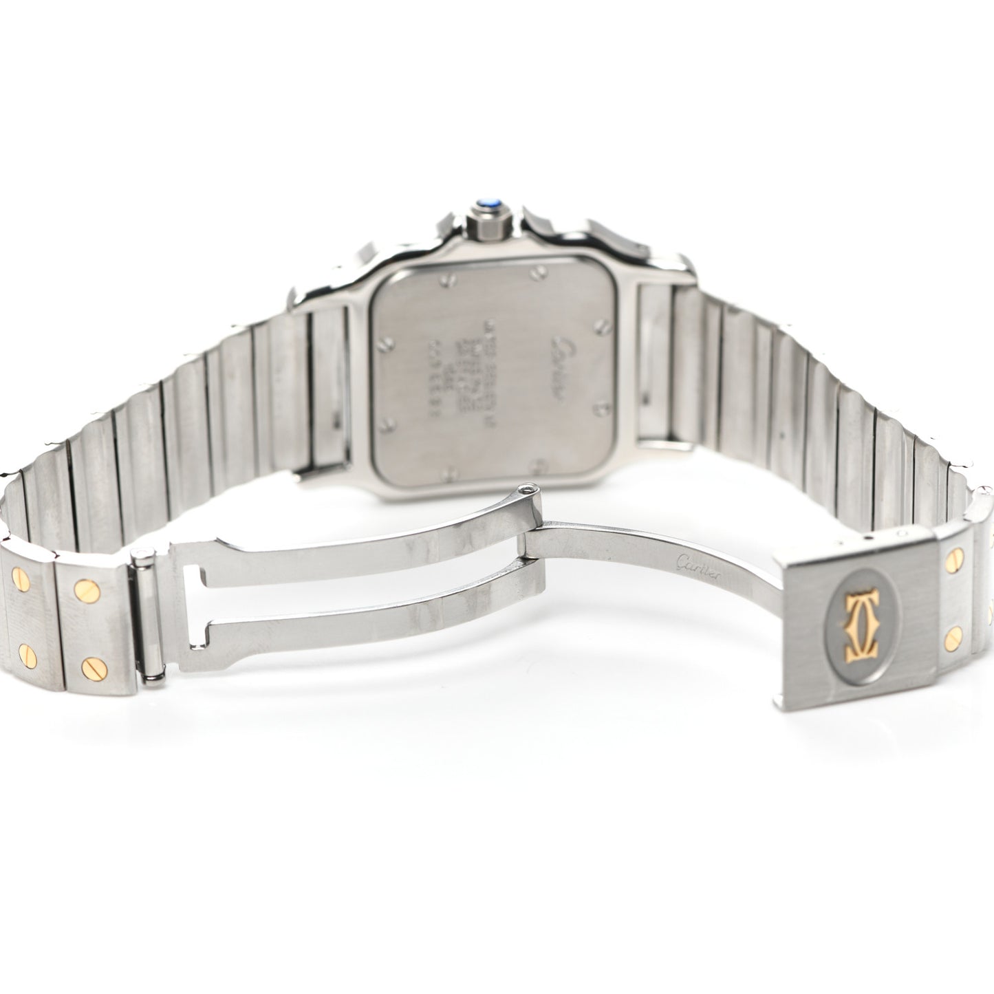 Stainless Steel 18K Yellow Gold 29mm Santos De Cartier Galbee Quartz Watch Silver
