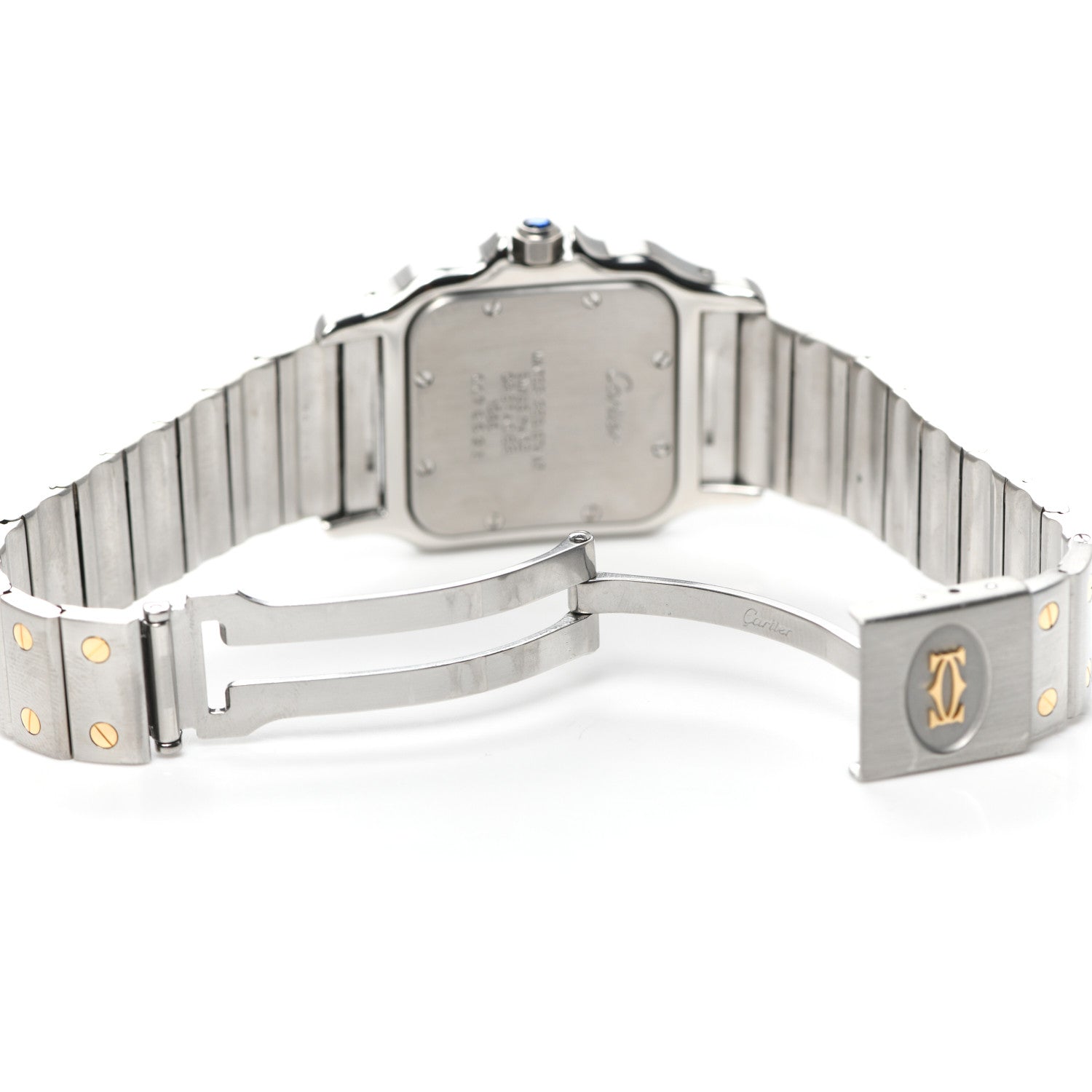 Cartier Stainless Steel 18K Yellow Gold 29mm Santos De Cartier Galbee Quartz Watch Silver 6 of 6
