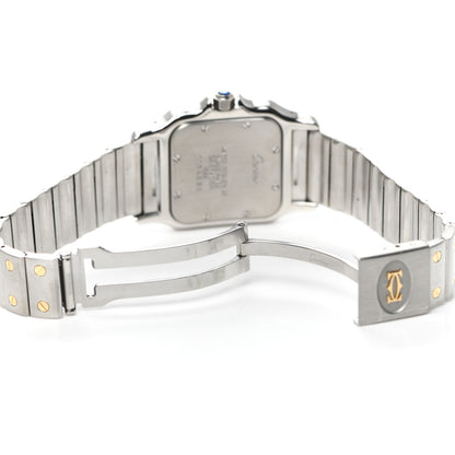Cartier Stainless Steel 18K Yellow Gold 29mm Santos De Cartier Galbee Quartz Watch Silver 6 of 6