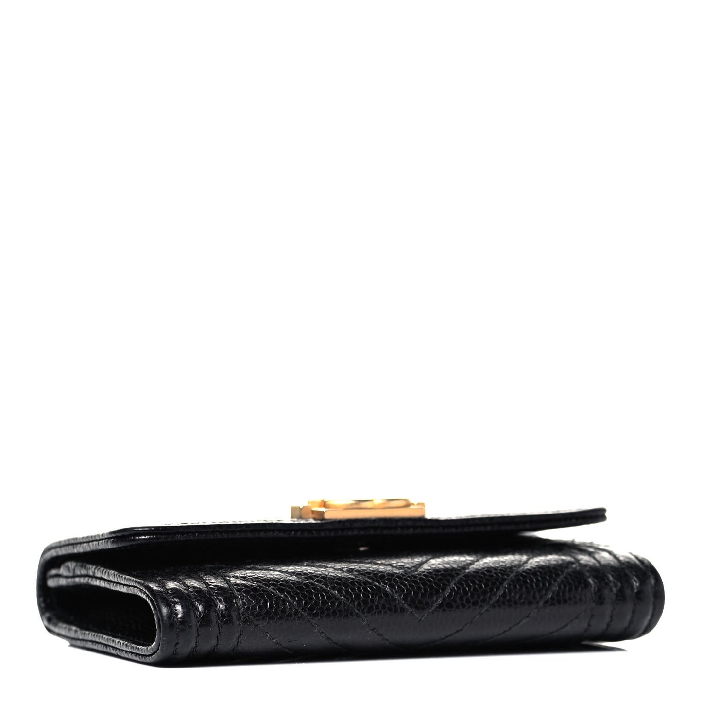 Caviar Chevron Quilted Boy Card Holder Wallet Black