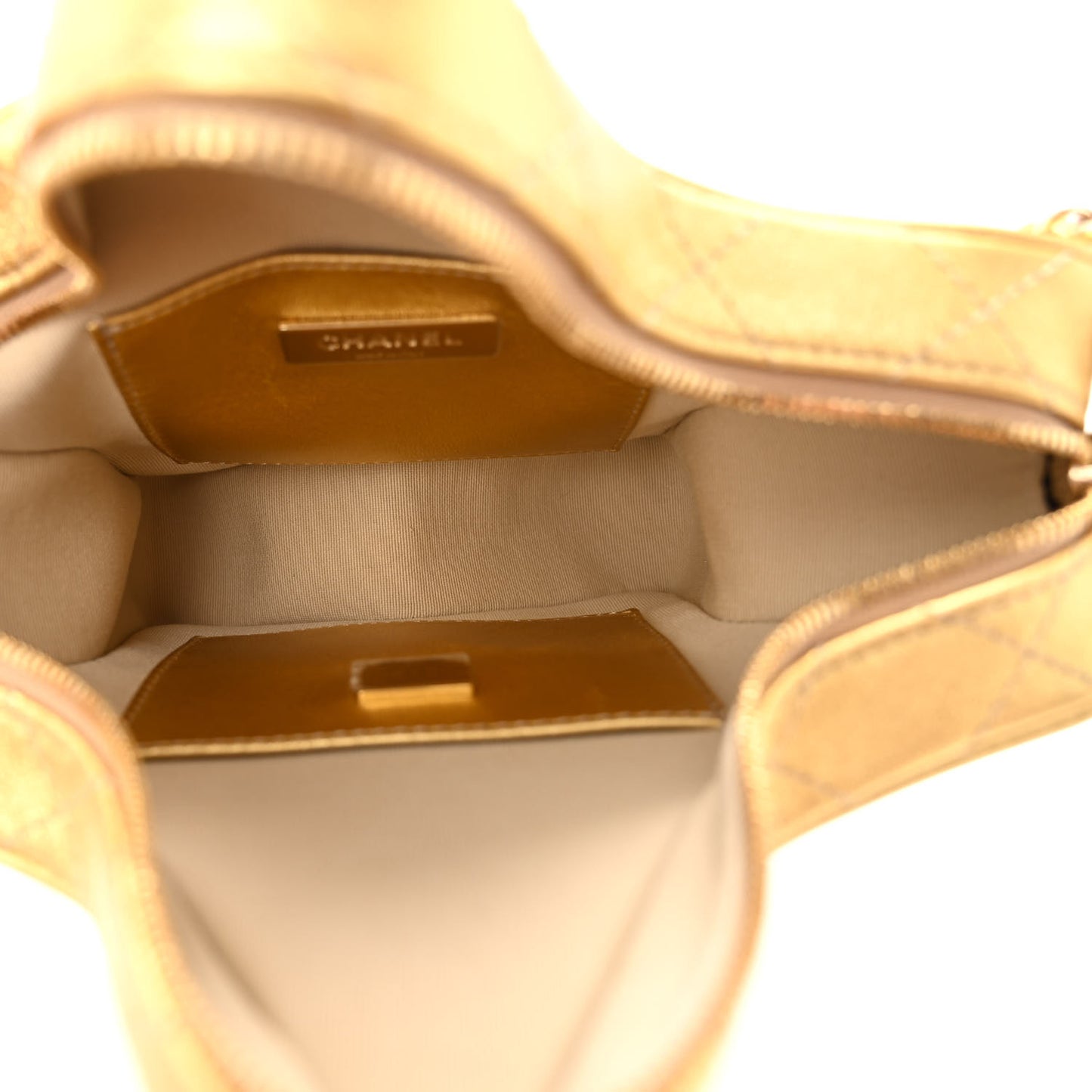 Metallic Lambskin Quilted Walk Of Fame Star Bag Gold