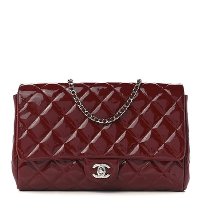 Chanel Patent Quilted Clutch With Chain Flap Red 1 of 13
