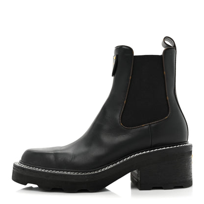Louis Vuitton Calfskin Monogram Beaubourg Ankle Boots 40 Black 1 of 16