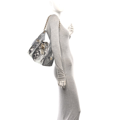 Chanel Metallic Crumpled Calfskin Quilted Small Chanel 25 Handbag Silvery 2 of 11