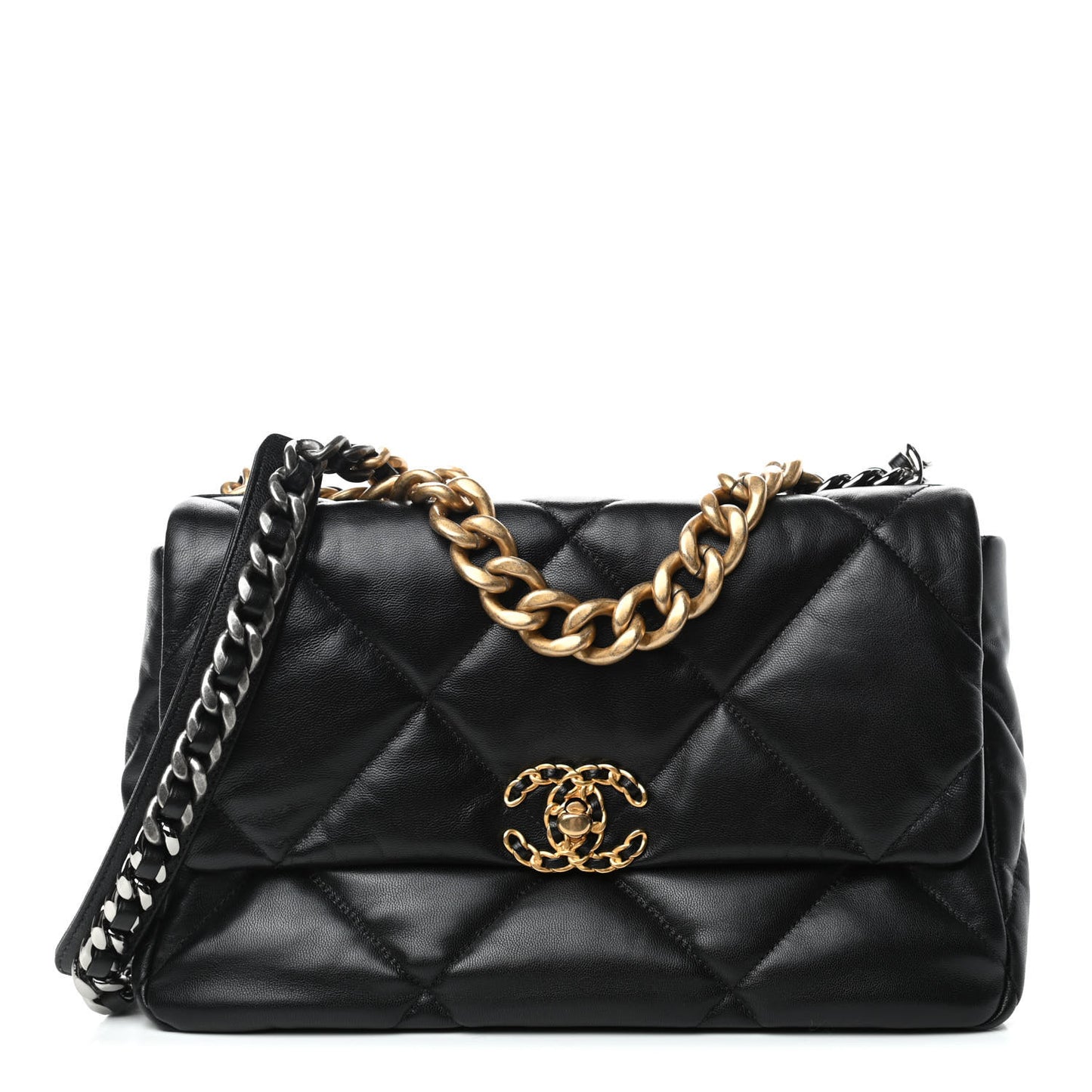 Goatskin Quilted Large Chanel 19 Flap Black