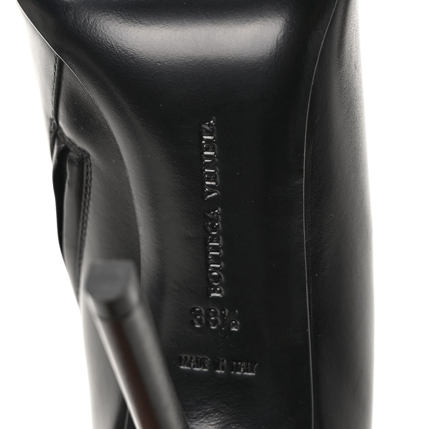 Bottega Veneta Gleam Calfskin Ankle Strap High Heel Booties 38.5 Black 5 of 7