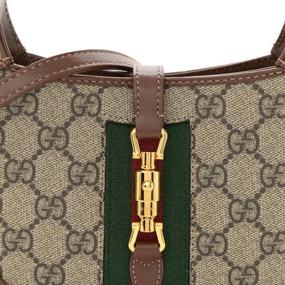 Gucci GG Supreme Monogram Azalea Calfskin Web Mini Jackie 1961 Hobo Beige Ebony Brown Sugar 8 of 10