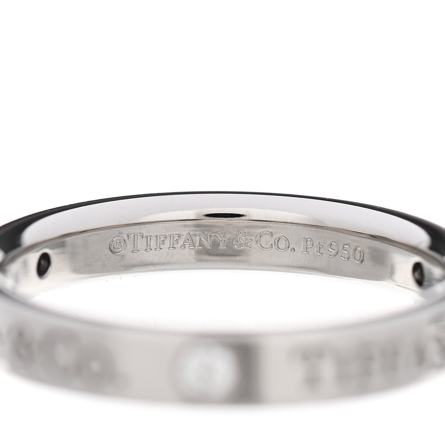 Tiffany Platinum Diamond Logo Band Ring 50 5.25 4 of 5
