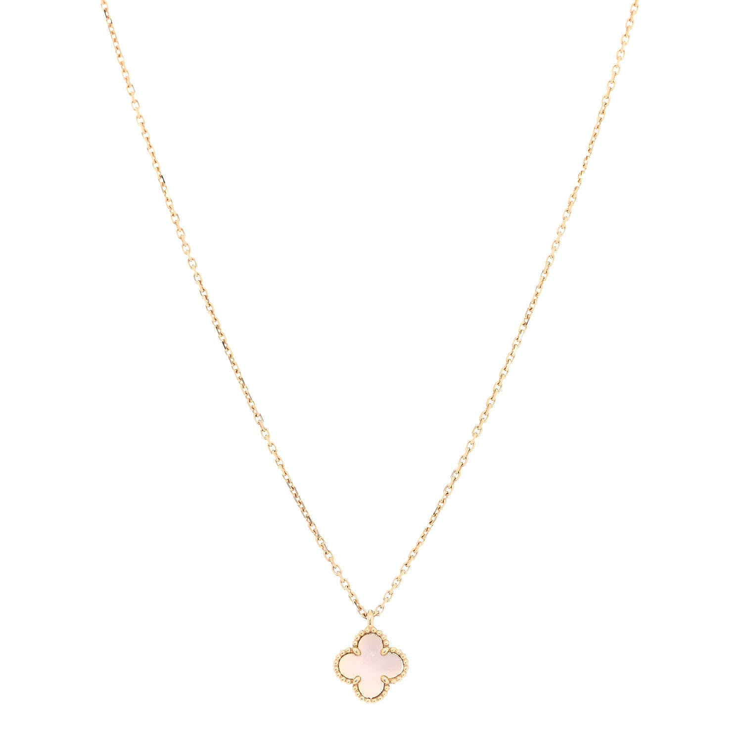 Van Cleef & Arpels 18K Yellow Gold Mother of Pearl Sweet Alhambra Pendant Necklace 1 of 7