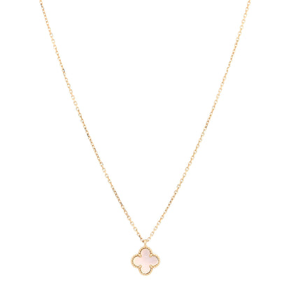 Van Cleef & Arpels 18K Yellow Gold Mother of Pearl Sweet Alhambra Pendant Necklace 1 of 7