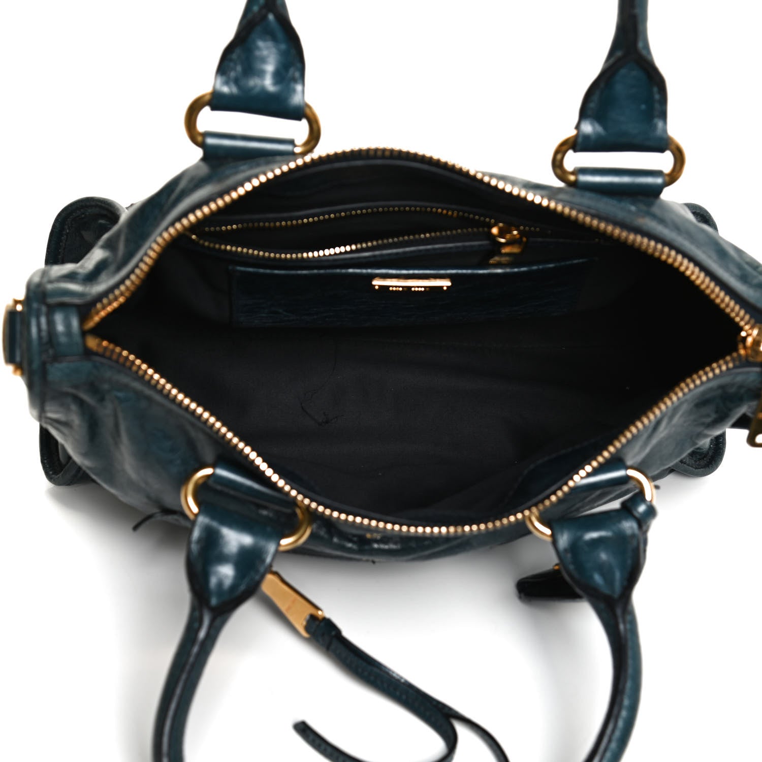 Miu Miu Vitello Shine Zip Tote Denim 5 of 14