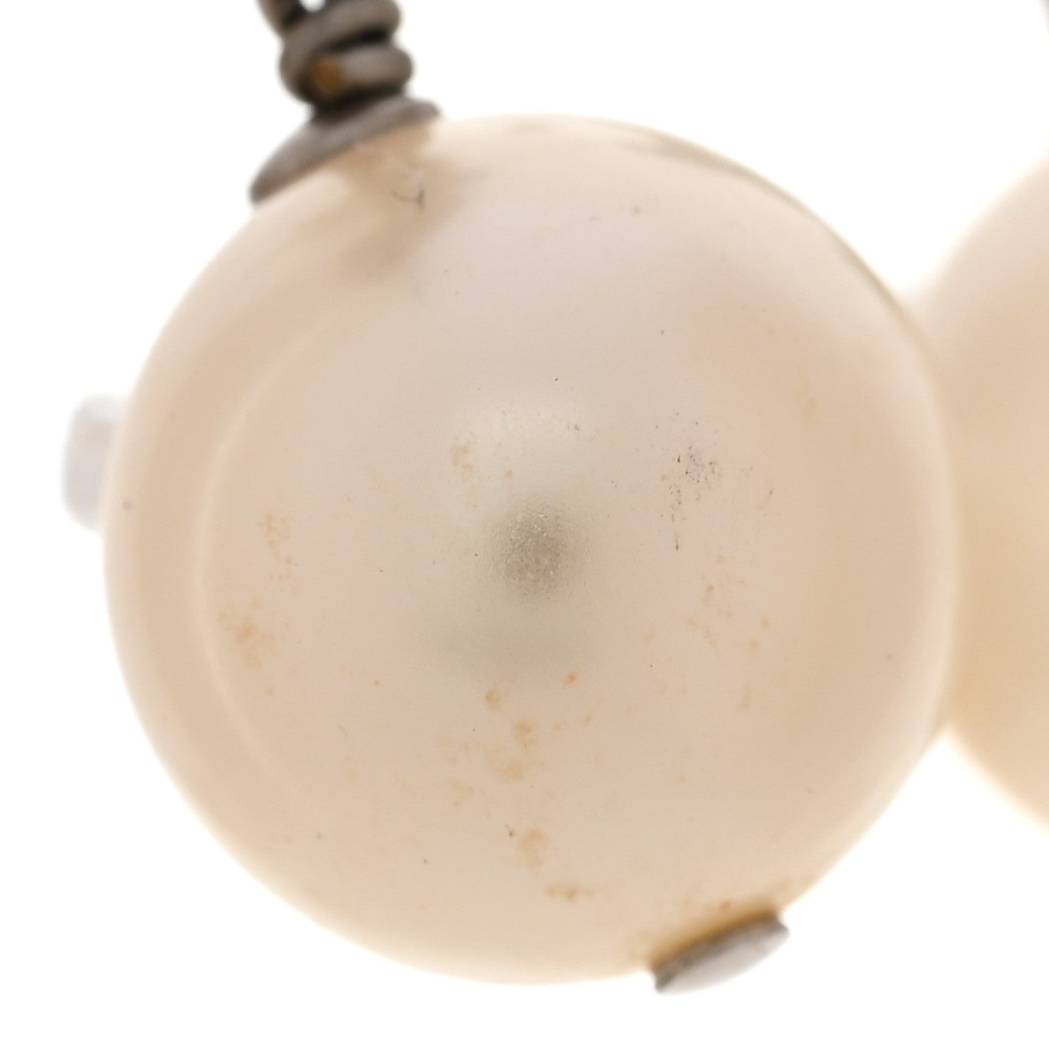 Chanel Crystal Pearl CC Drop Earrings Silver 5 of 6