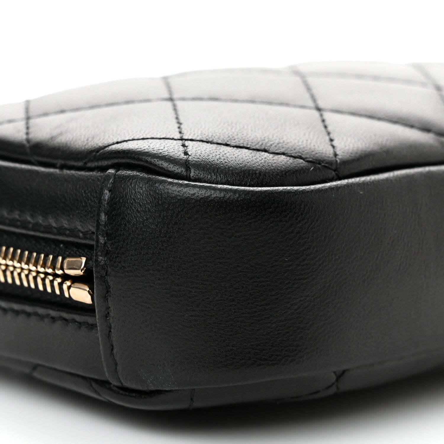 Chanel Lambskin Quilted Small Curvy Pouch Cosmetic Case Black 8 of 9