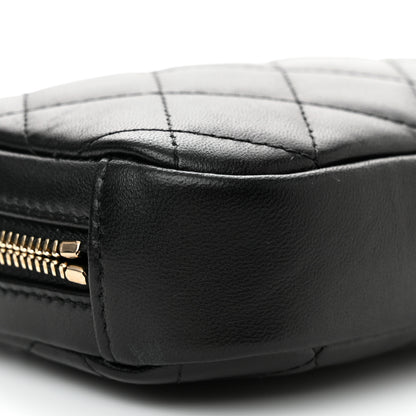 Chanel Lambskin Quilted Small Curvy Pouch Cosmetic Case Black 8 of 9