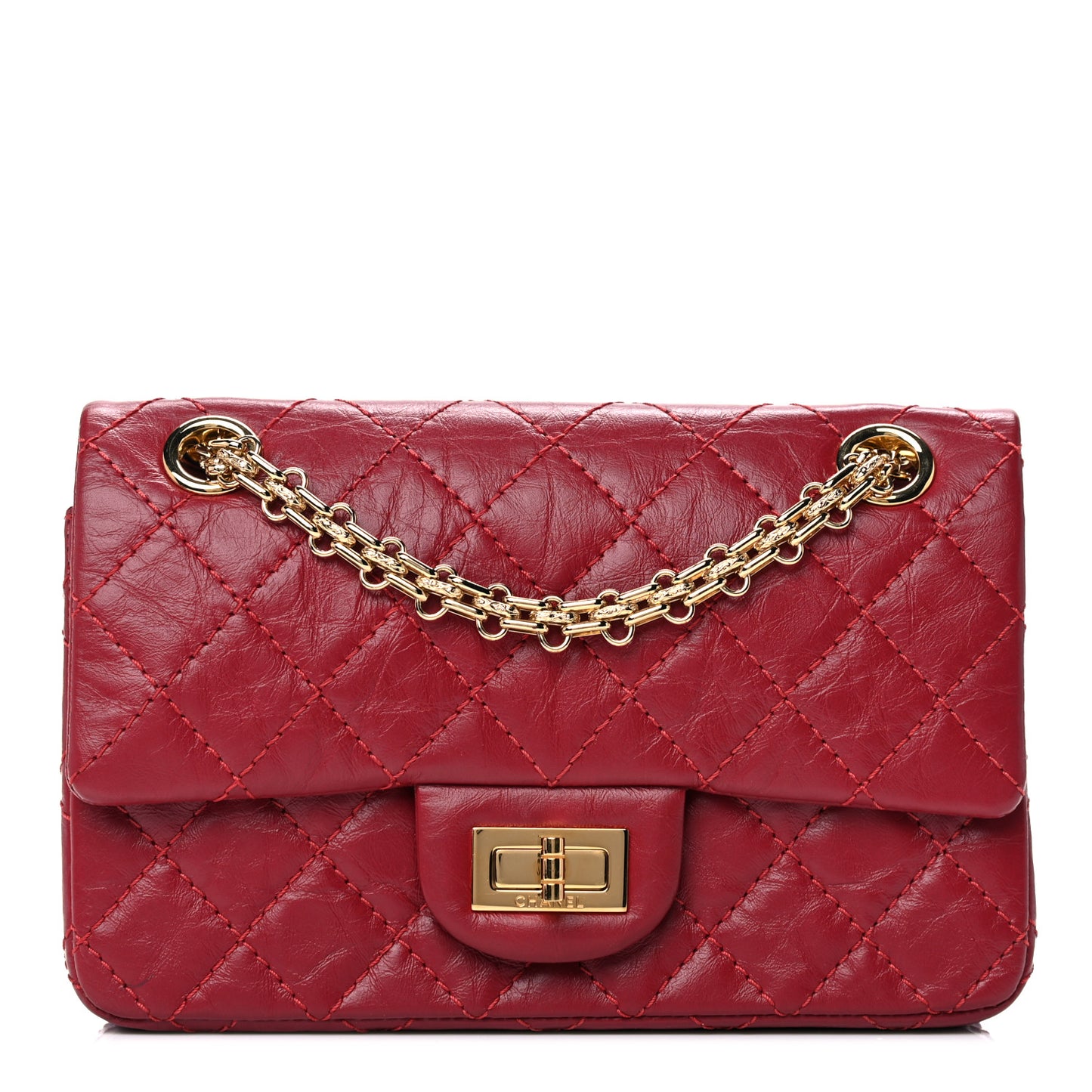 Aged Calfskin Quilted 2.55 Reissue Mini Flap Red