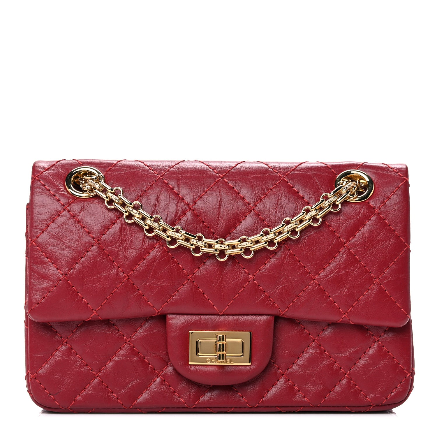 Chanel Aged Calfskin Quilted 2.55 Reissue Mini Flap Red 1 of 9
