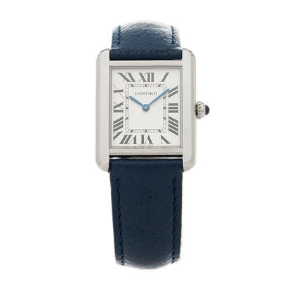 Cartier Stainless Steel Calfskin 24mm Tank Solo Quartz Watch Blue 2 of 8