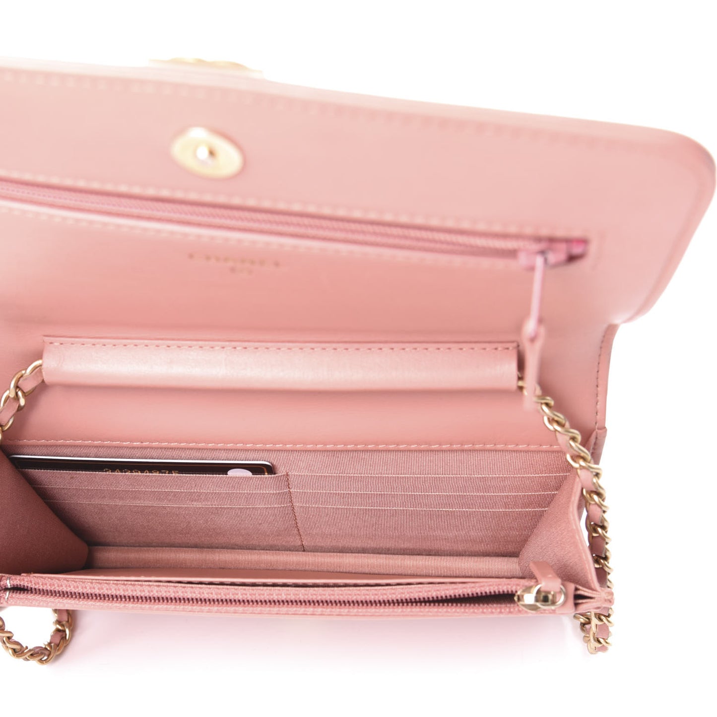 Caviar Quilted Boy Wallet On Chain WOC Light Pink