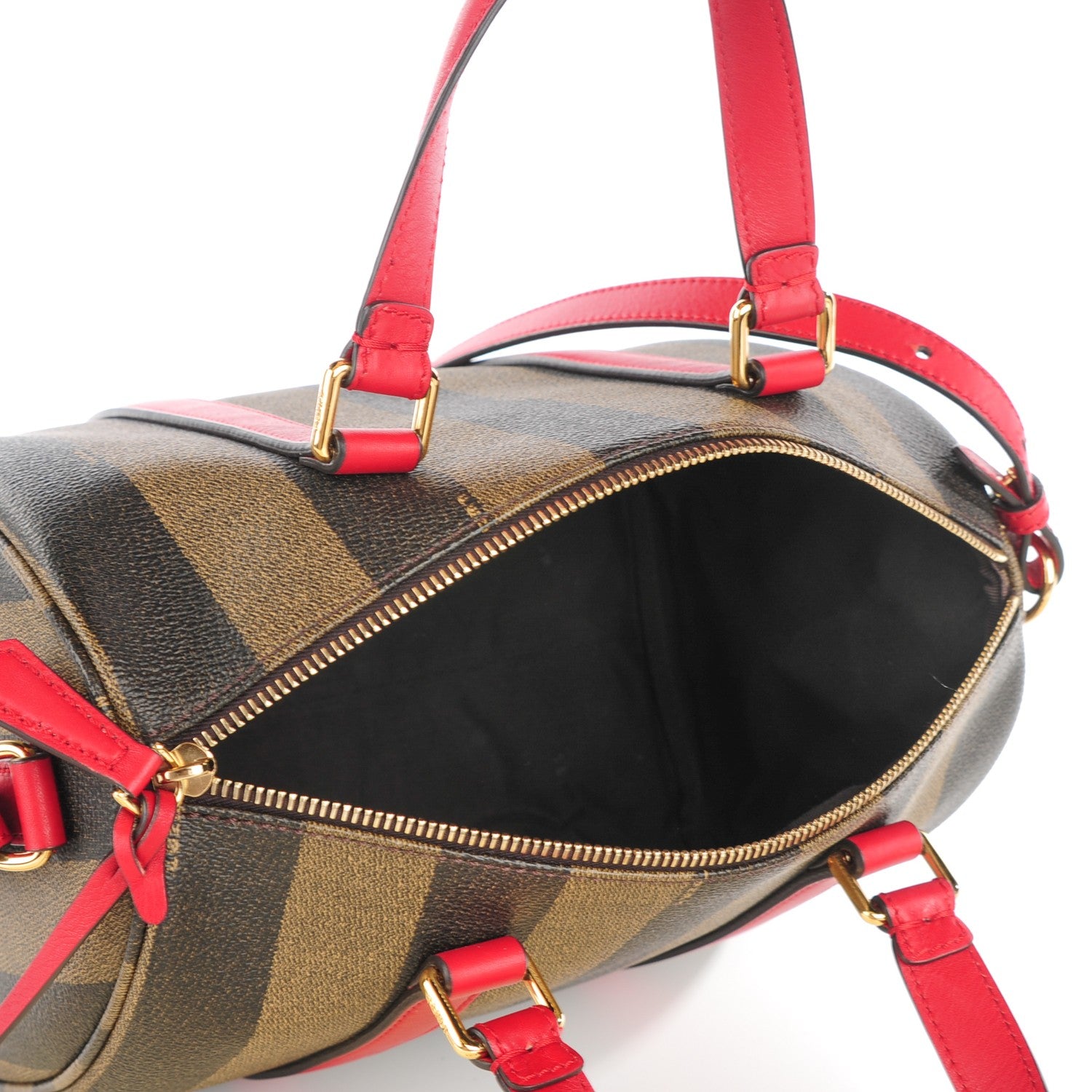 Fendi Pequin Spalmati Vitello Flamingo Small Boston Tobacco Mattone 5 of 7