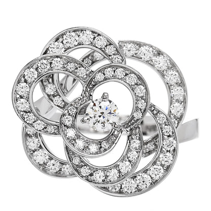 Chanel 18K White Gold Diamond Fil de Camelia Ring 48 4.5 1 of 7