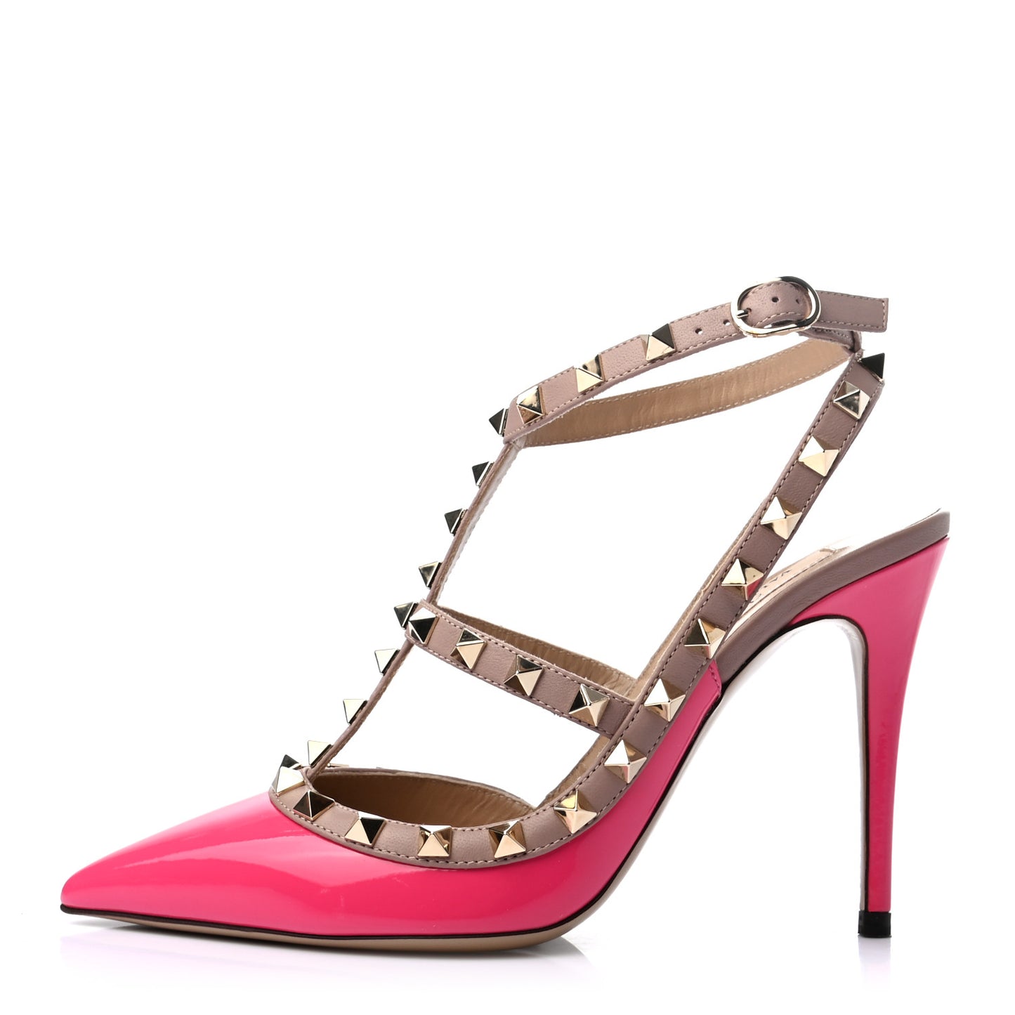 Patent Nappa Rockstud Ankle Strap 10mm Pumps 36.5 Peony Poudre