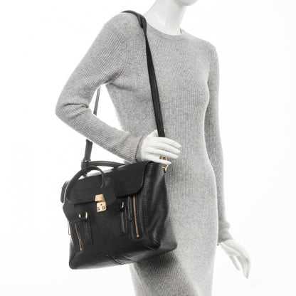 3.1 Phillip Lim 3.1 Textured Calfskin Medium Pashli Satchel Black 2 of 7