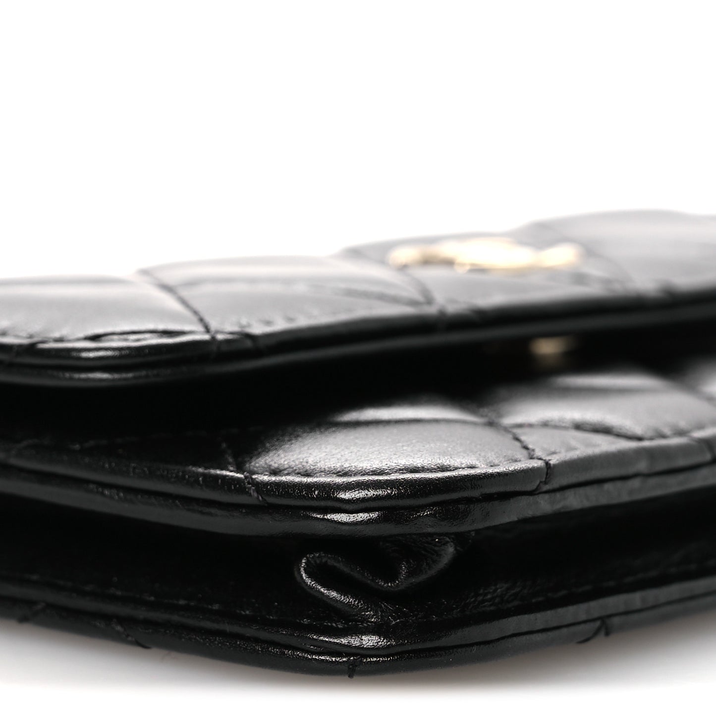 Calfskin Quilted Mini Maxi Pearls Wallet On Chain WOC Black