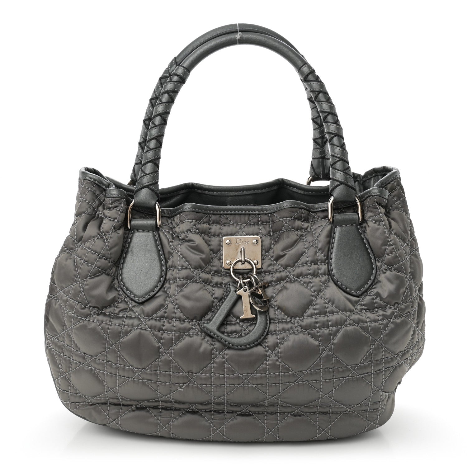 Christian Dior Nylon Cannage Tote Gray 1 of 10
