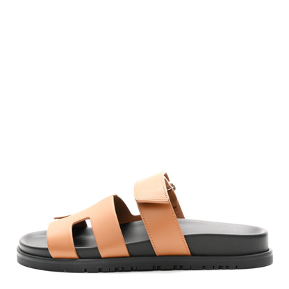 Hermes Calfskin Womens Chypre Sandals 36.5 Natural 1 of 10