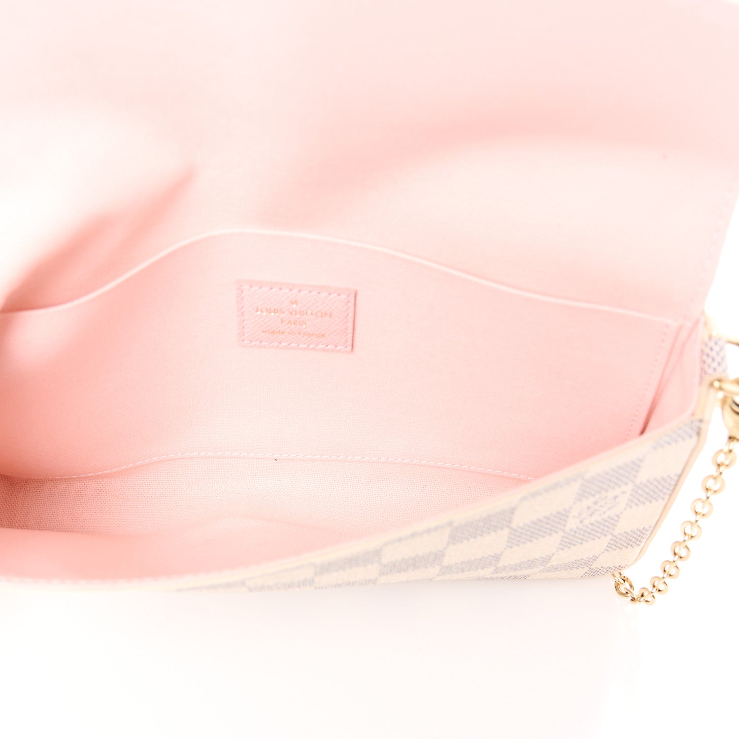 Louis Vuitton Damier Azur Pochette Felicie Chain Wallet Rose Ballerine 5 of 9
