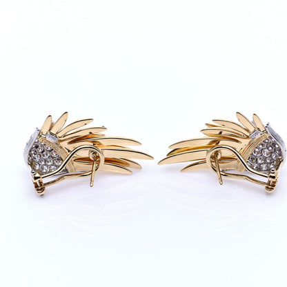 Tiffany 18K Yellow Gold Platinum Diamond Schlumberger Flame Earrings 3 of 9