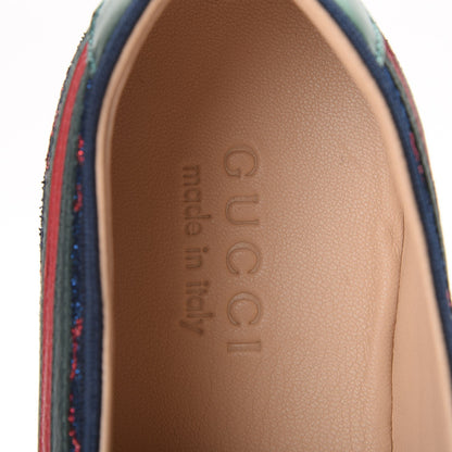Gucci Lurex Calfskin Web GG Monogram Mens Falacer Sneakers 9 Iridescent Blue Iridescent Red Silver 8 of 11
