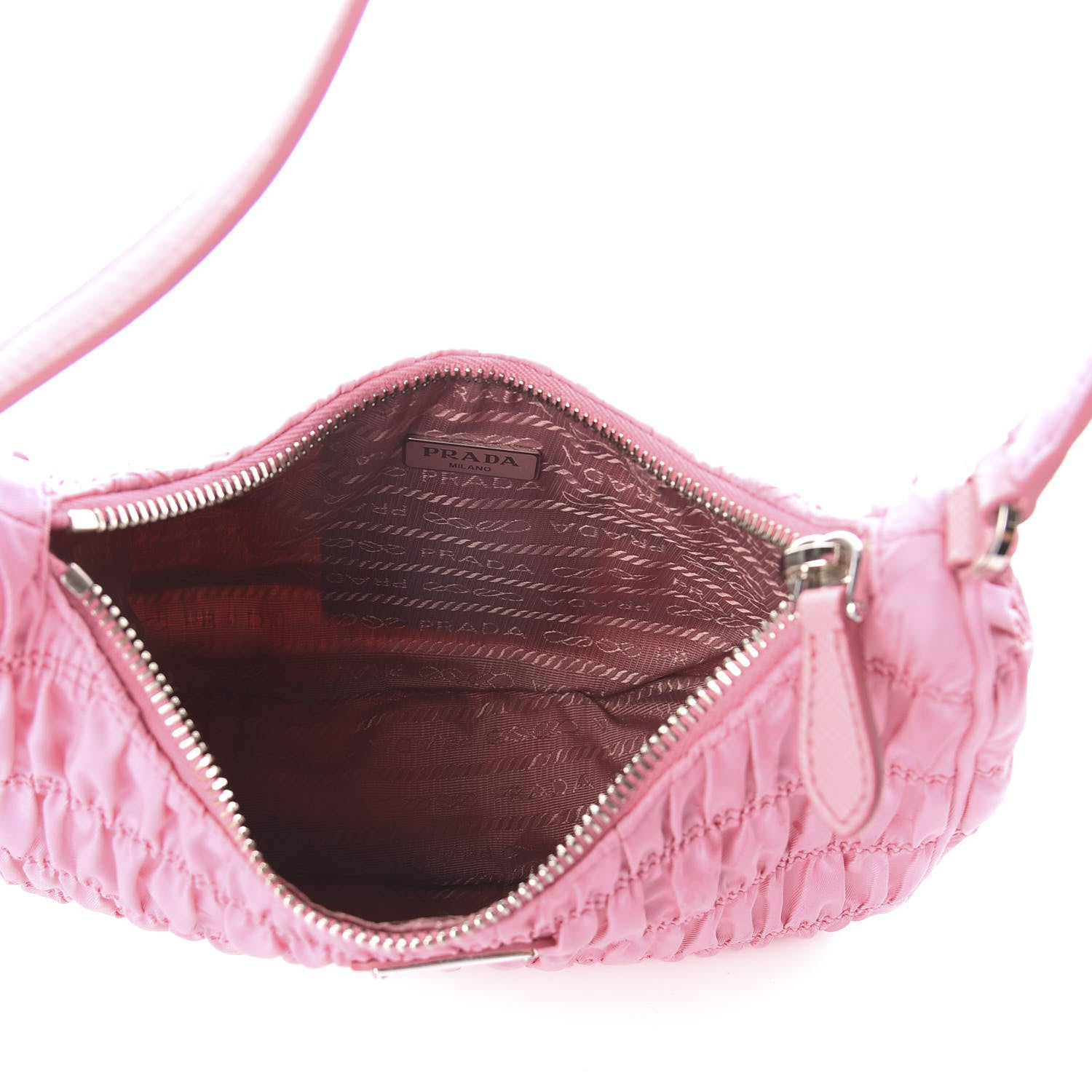 Prada Tessuto Nylon Gaufre Shoulder Bag Begonia 4 of 7