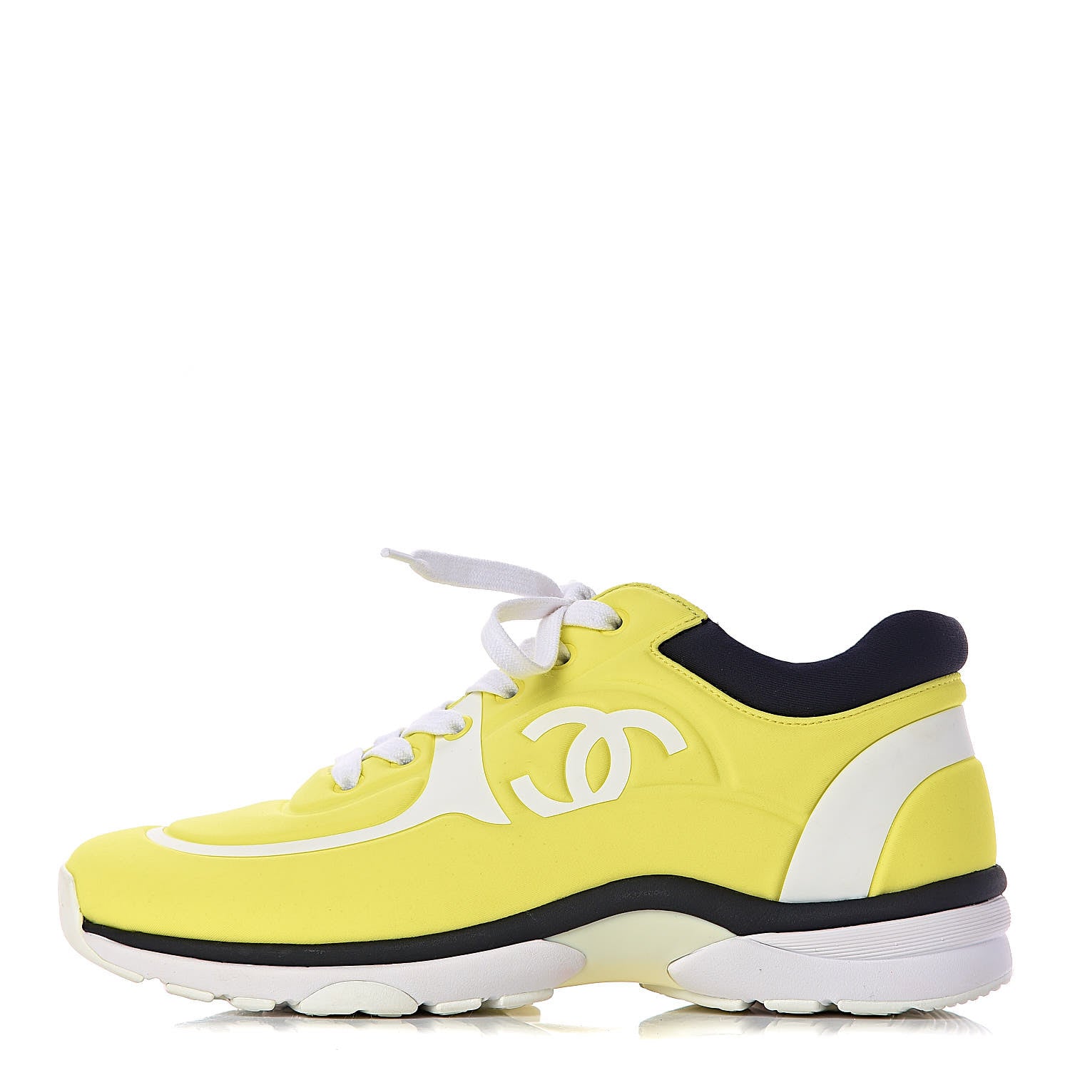 Chanel Lycra Fabric CC Sneakers 39 Yellow 1 of 8