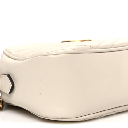Gucci Calfskin Matelasse Small GG Marmont Chain Shoulder Bag White 9 of 11