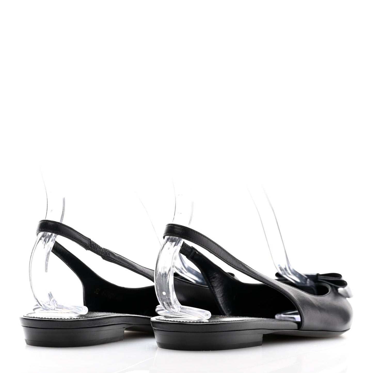 Patent Smooth Lambskin Anais Slingback Flats 40.5 Navy Black