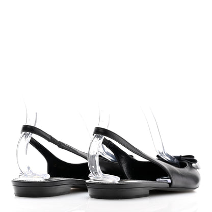 Saint Laurent Patent Smooth Lambskin Anais Slingback Flats 40.5 Navy Black 4 of 9