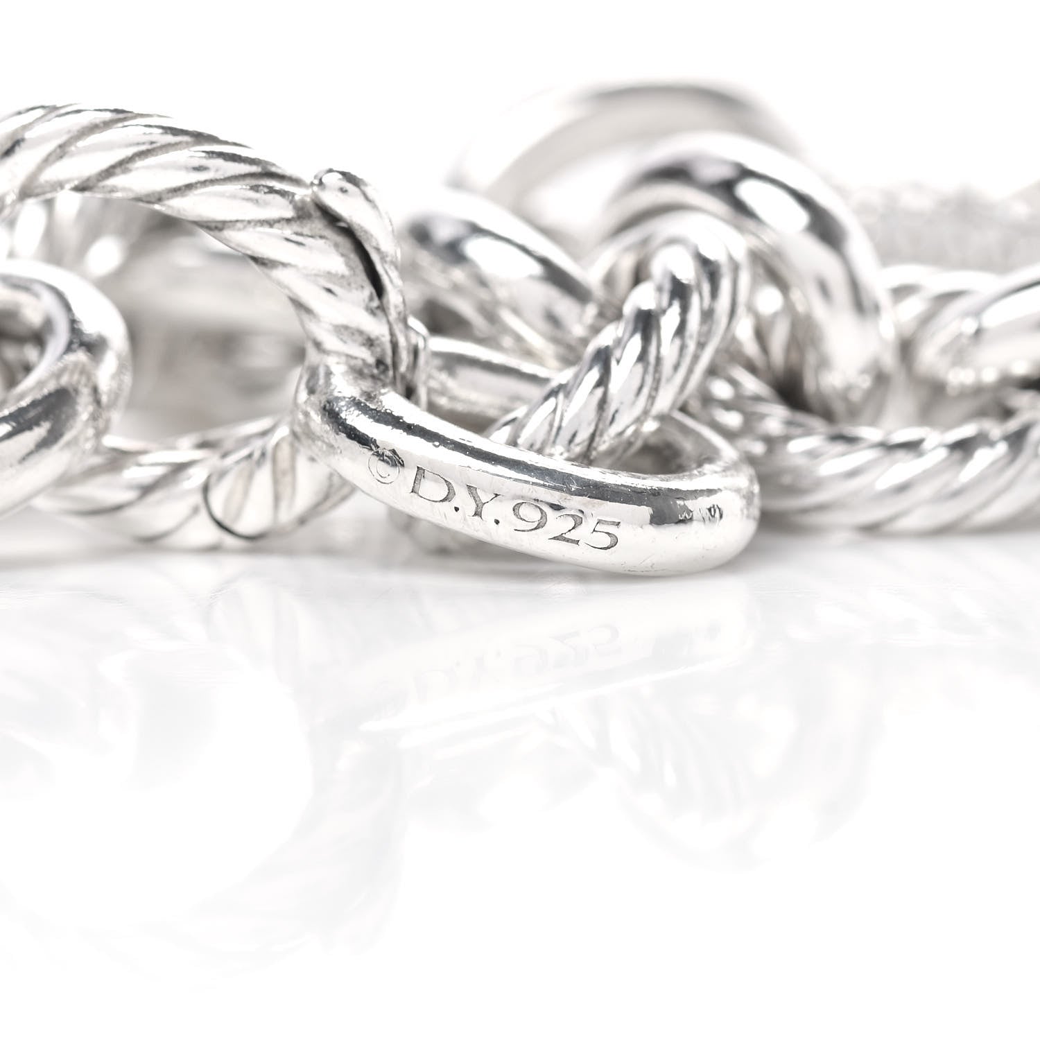 David Yurman Sterling Silver Diamond 15mm Large Oval Link Bracelet 4 of 4