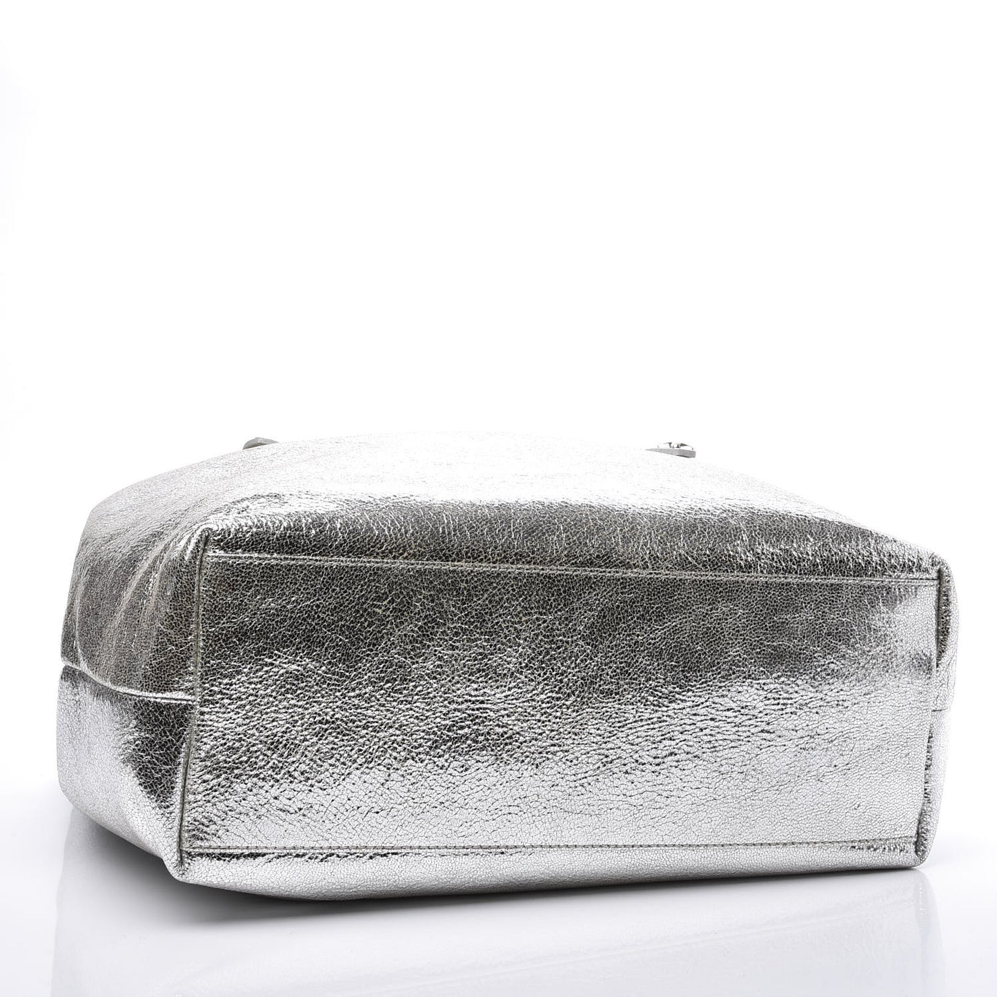JIMMY CHOO Metallic Calfskin Sofia Shoulder Bag Silver