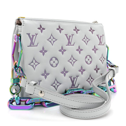 Louis Vuitton Lambskin Embossed Monogram Coussin BB Gray 3 of 14