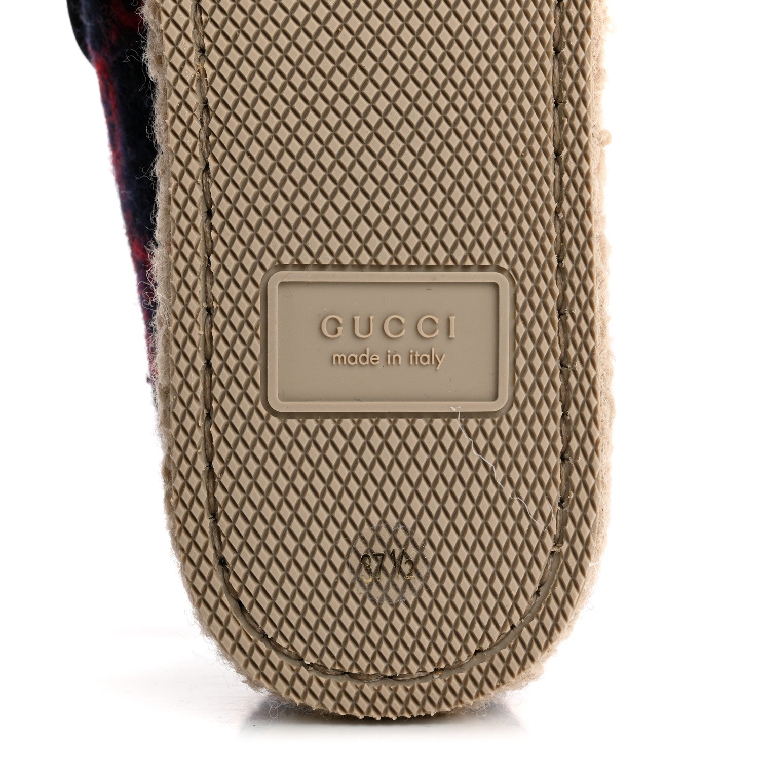 Gucci Covered Wool GG Monogram Womens Fria Horsebit Loafers 37.5 Blue Red Butterscotch 8 of 10